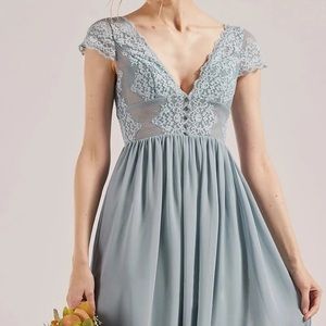 NEW with TAGS Azazie Dusty Blue Color Maxi Dress size A28